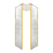 White/Gold Plain Graduation Stole With Trim Color & Angled End - Endea Graduation