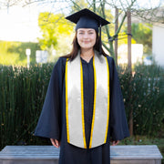 White/Gold Plain Graduation Stole With Trim Color & Angled End - Endea Graduation