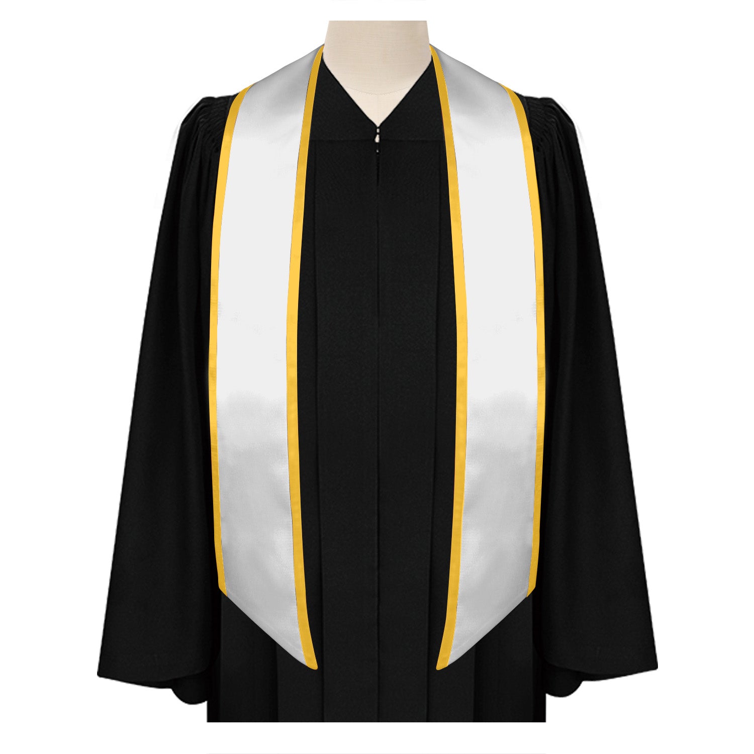 Endea Graduation White/Gold Plain Graduation Stole with Trim Color Angled End