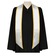 White/Gold Plain Graduation Stole With Trim Color & Angled End - Endea Graduation