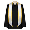 White/Gold Plain Graduation Stole With Trim Color & Angled End - Endea Graduation