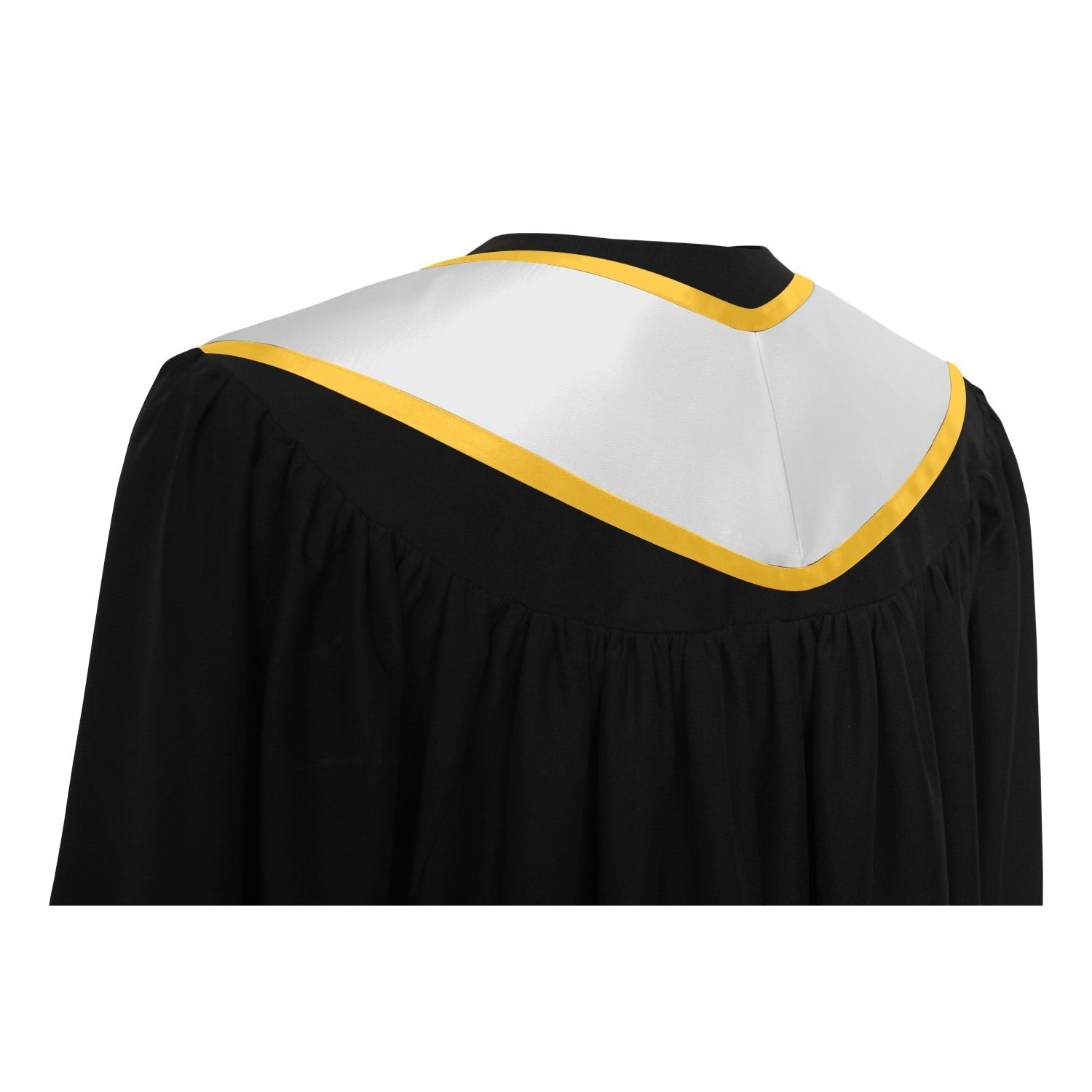 White/Gold Plain Graduation Stole With Trim Color & Angled End - Endea Graduation