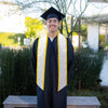 White/Gold Plain Graduation Stole With Trim Color & Angled End - Endea Graduation