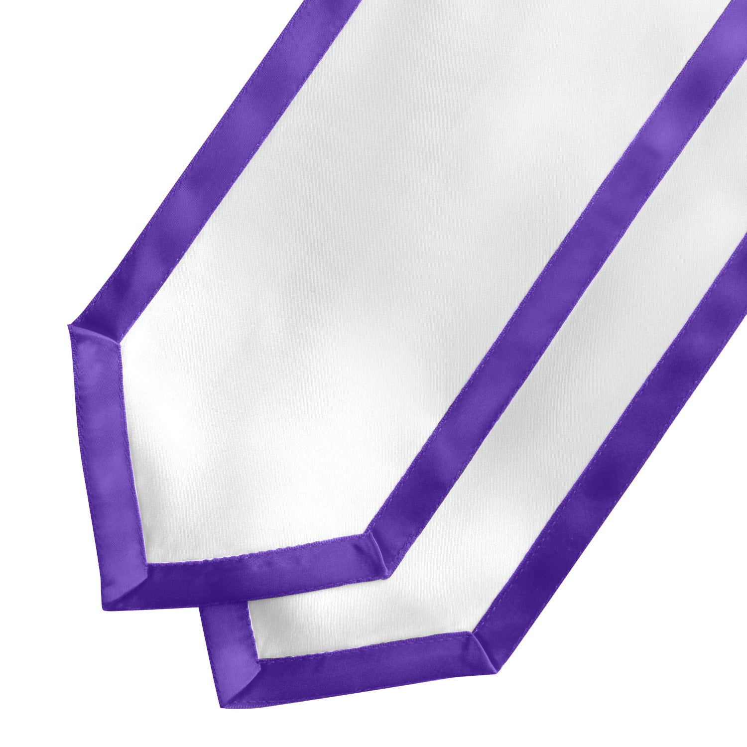 White/Purple Plain Graduation Stole With Trim Color & Classic End - Endea Graduation