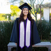White/Purple Plain Graduation Stole With Trim Color & Classic End - Endea Graduation