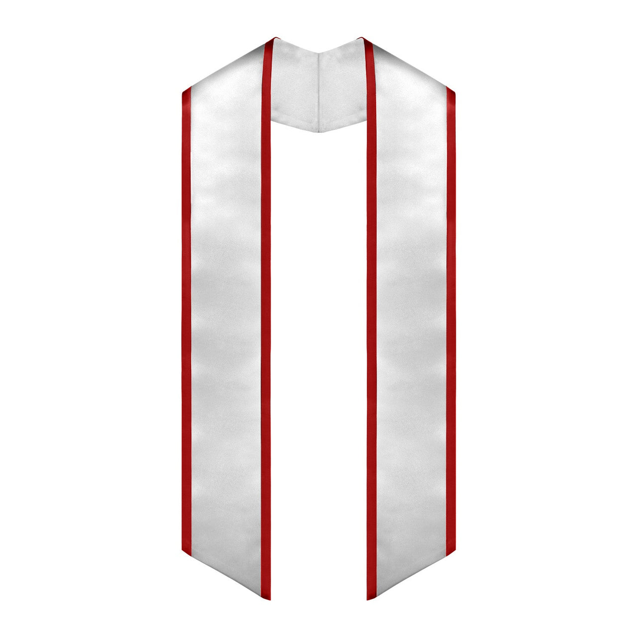 White/Red Plain Graduation Stole With Trim Color & Angled End - Endea Graduation