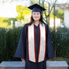 White/Red Plain Graduation Stole With Trim Color & Angled End - Endea Graduation