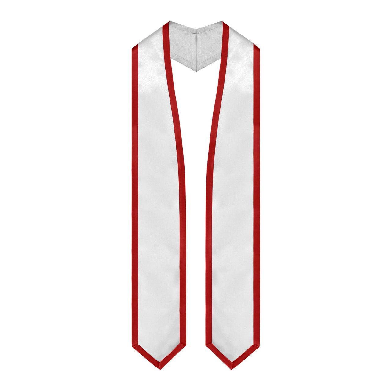 White/Red Plain Graduation Stole With Trim Color & Classic End - Endea Graduation