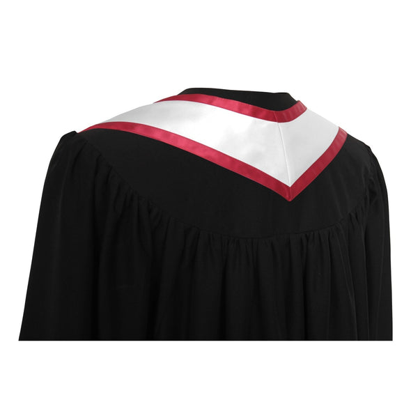 White/Red Plain Graduation Stole With Trim Color & Classic End - Endea Graduation