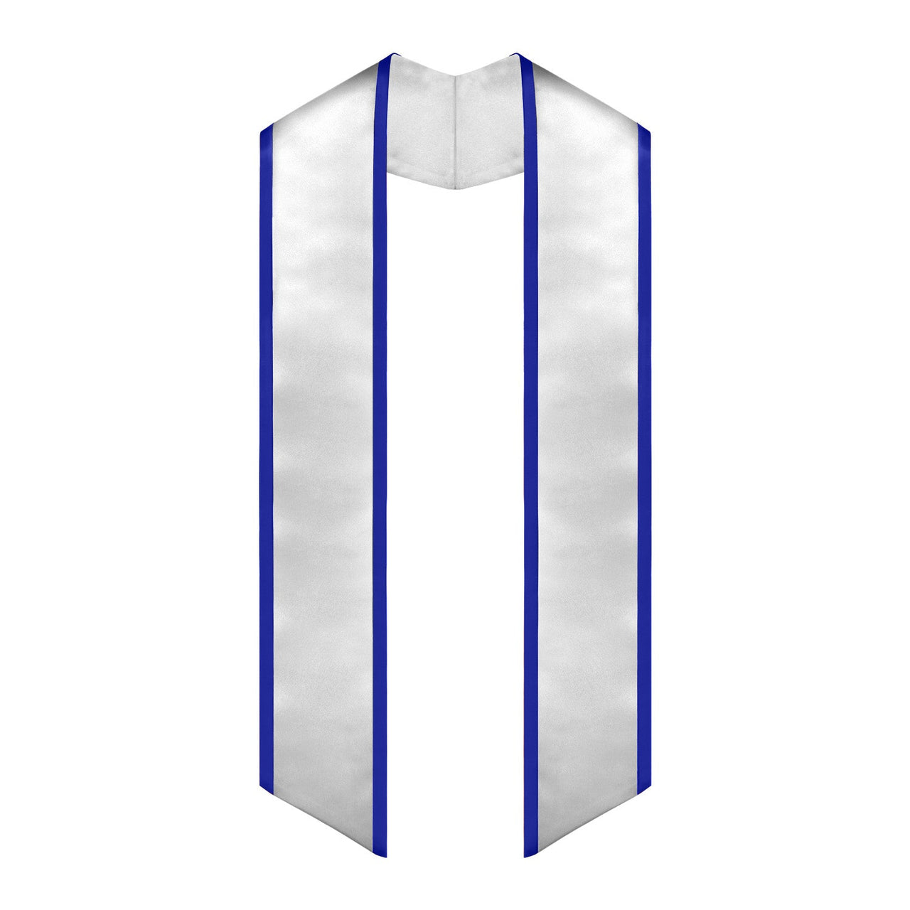 White/Royal Blue Plain Graduation Stole With Trim Color & Angled End - Endea Graduation