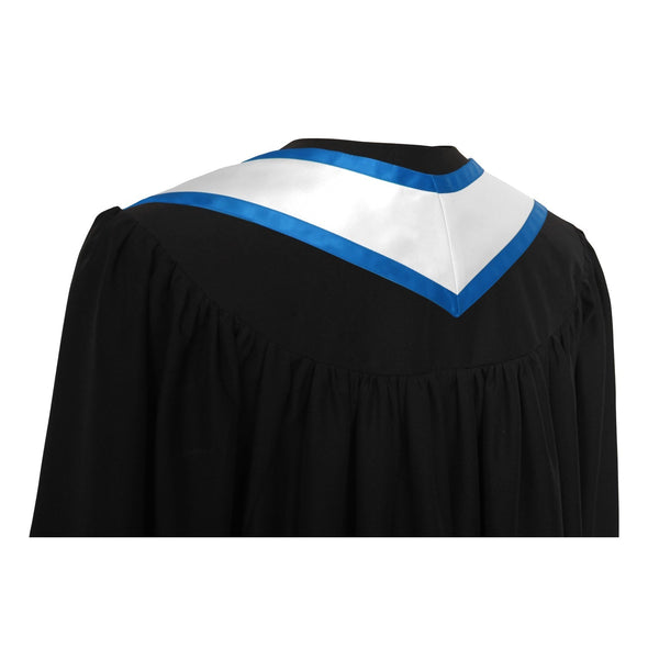 White/Royal Blue Plain Graduation Stole With Trim Color & Classic End - Endea Graduation